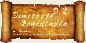 Dimitrije Menčulović vizit kartica